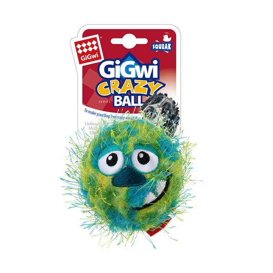 Hundespielzeug Crazy Ball aus Plüsch und Gummi, mit Quietscher, Hundeball / Spielball, grün - Sam & Emma