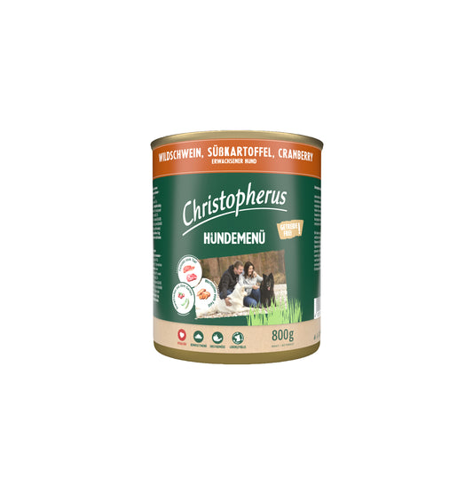 Christopherus Christopherus Hundemenü - mit Wildschwein, Süßkartoffel, Cranberry