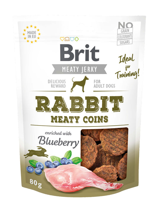 Brit Meaty Jerky - Rabbit Meaty Coins - Kaninchen + Blaubeere - Sam & Emma