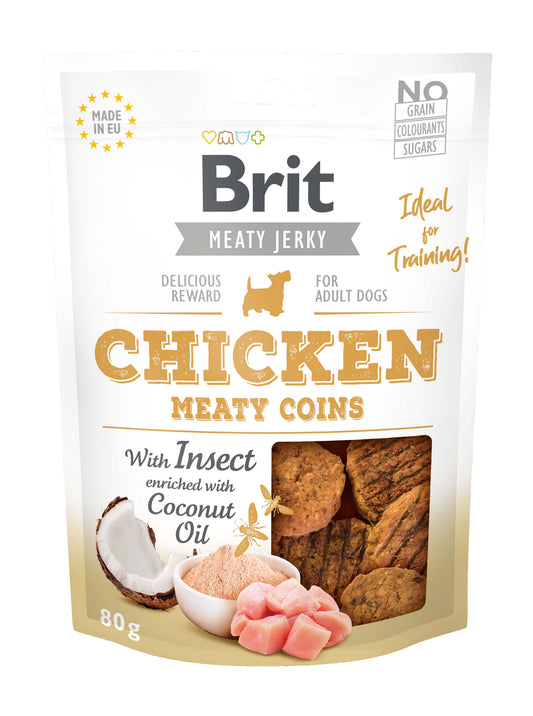 Brit Meaty Jerky - Chicken with Insect Meaty Coins - Huhn mit Insekt - Sam & Emma