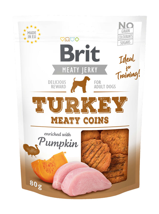 Brit Meaty Jerky - Turkey Meaty Coins - Truthahn + Kürbis - Sam & Emma